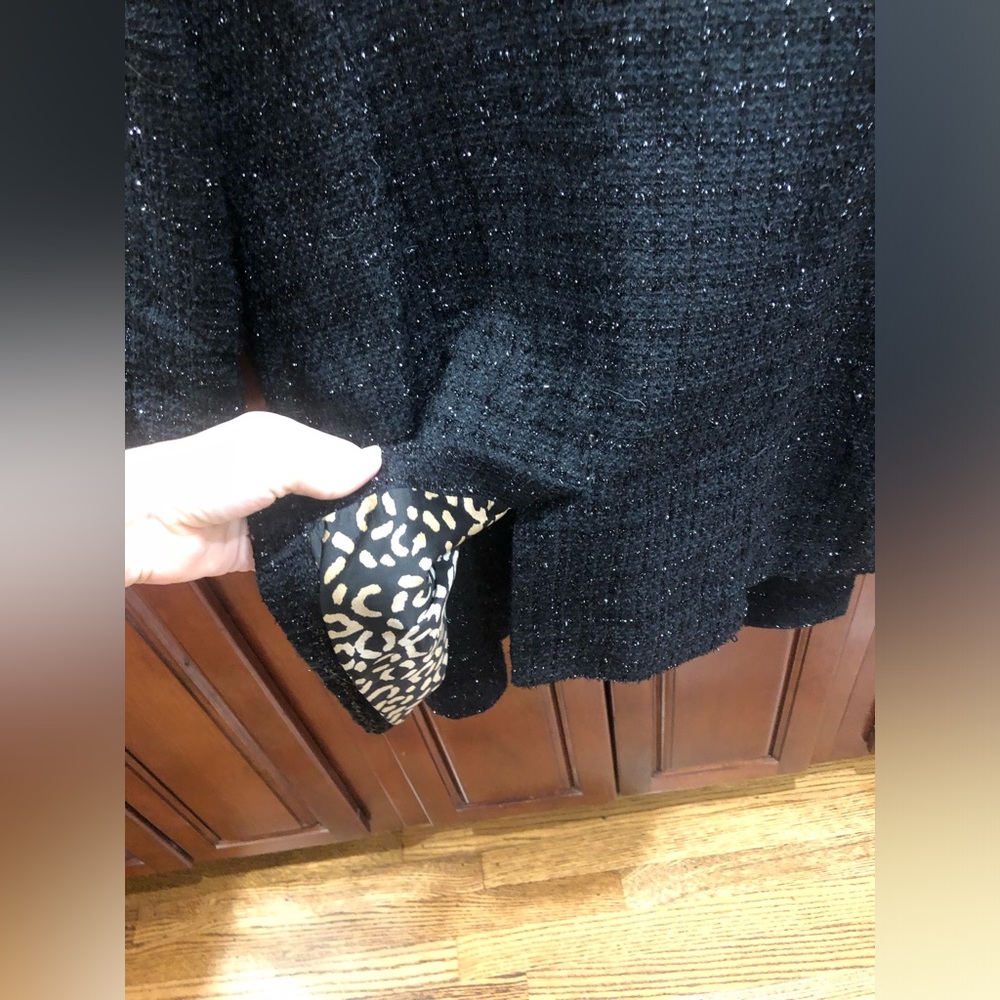NWT Chico’s & Kasper Black Tweed Skirt Suit Sz M Gold Embellished Jacket Career - Picture 11 of 16